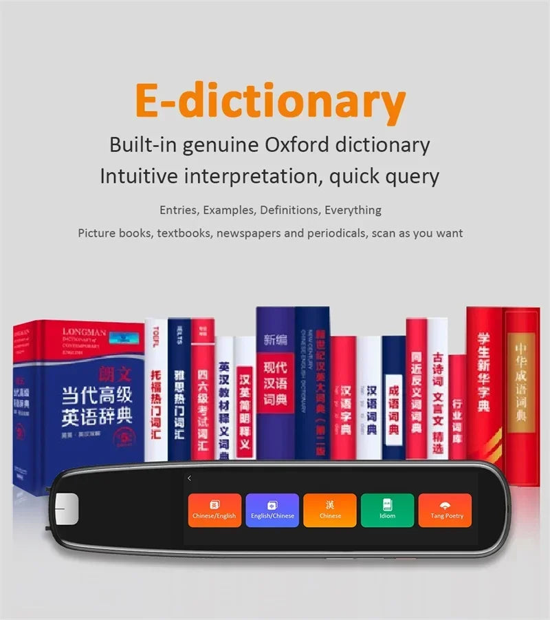 Polish Hebrew Thai Vietnames Read Scan Offline Voice Translation Pen 3.76Inches 142Language Online Offline Translator Dictionary