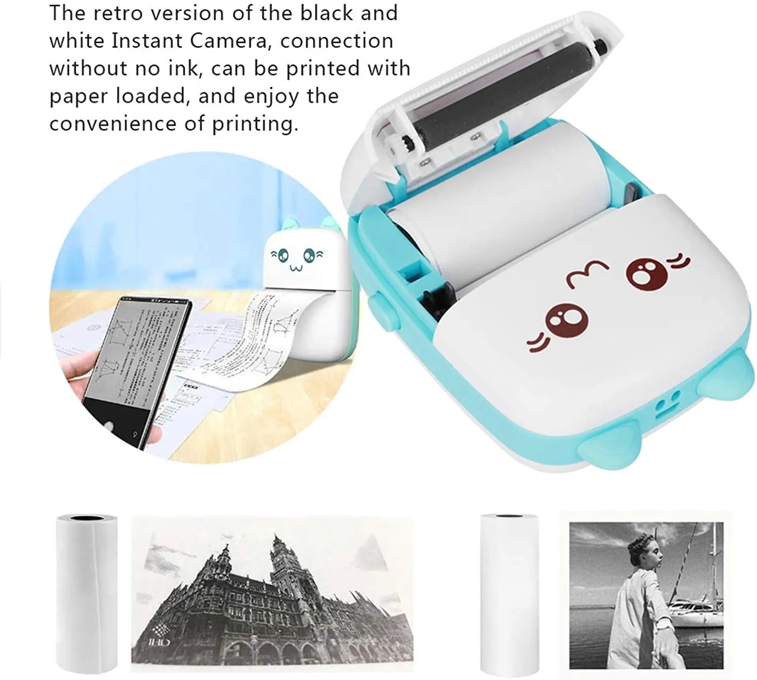 Portable Thermal Printer MINI Wirelessly BT 203dpi Photo Label Memo Wrong Question Printing With USB Cable Imprimante Portable