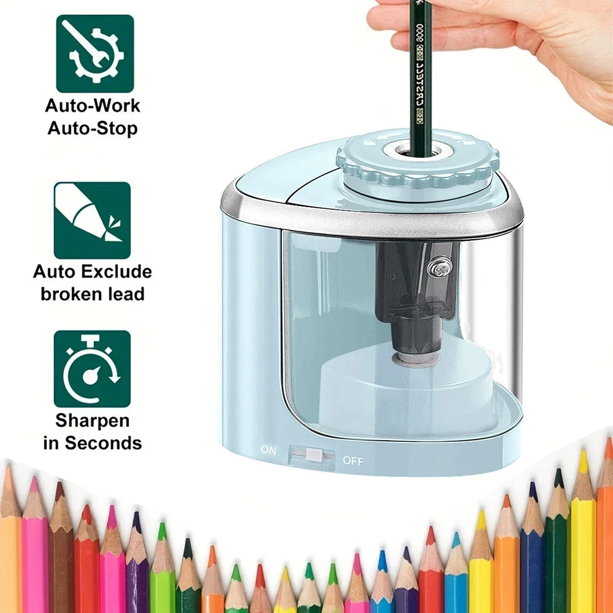 Electric Sharpener Desktop Automatic Pencil Sharpener Suitable To Pencils (6-8mm) for Students School Office Stationery