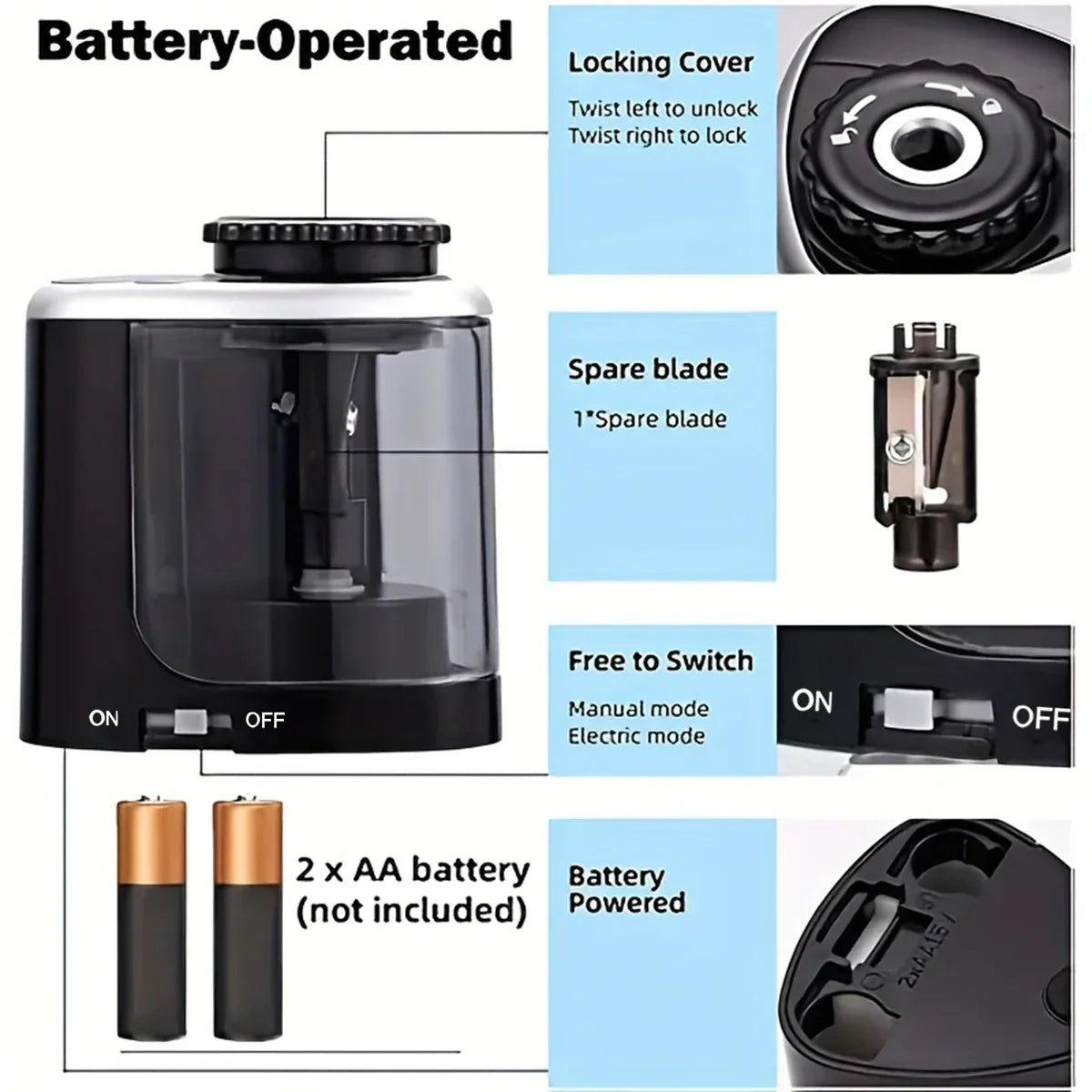 Electric Sharpener Desktop Automatic Pencil Sharpener Suitable To Pencils (6-8mm) for Students School Office Stationery