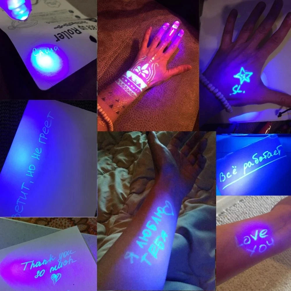 Funny Invisible Ink Pen With Magic UV Light Pencil for Money Fluorescent Secret Message Writing Drawing Pen Ballpoint Pens 1Pc